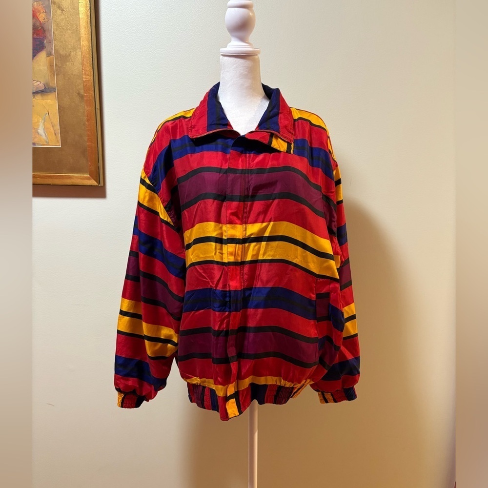 Fuda international vintage silk lightweight jacket windbreaker zipped sz L